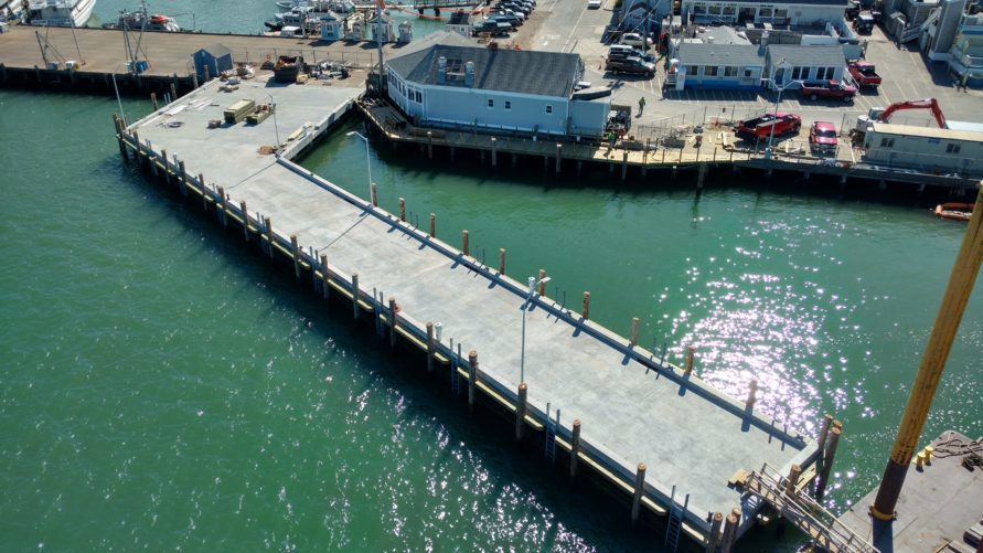 overhead view of T Wharf commercial pier construction