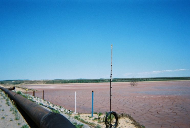 instruments at edge of dry basin