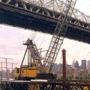construction crane under bridge