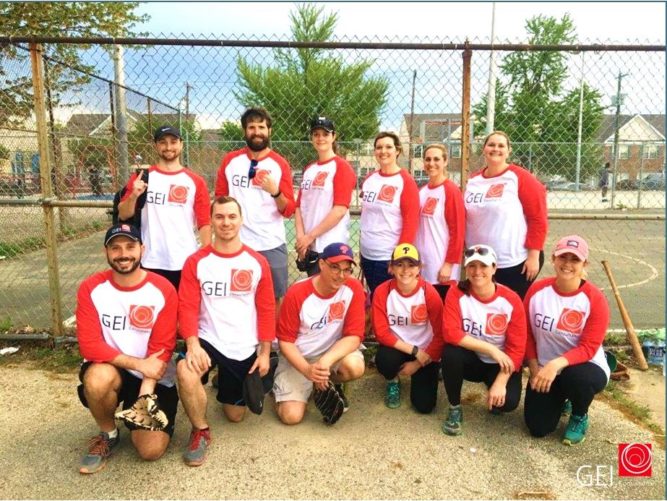 GEI baseball team with matching shirts