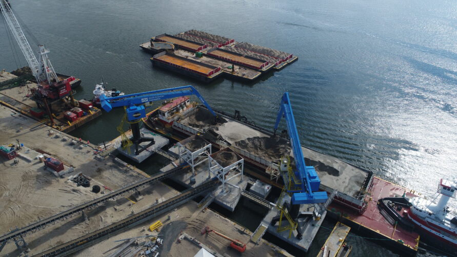 offshore material handling site on the waterfront