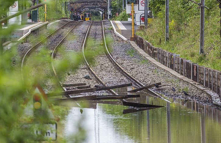 Flooded railways