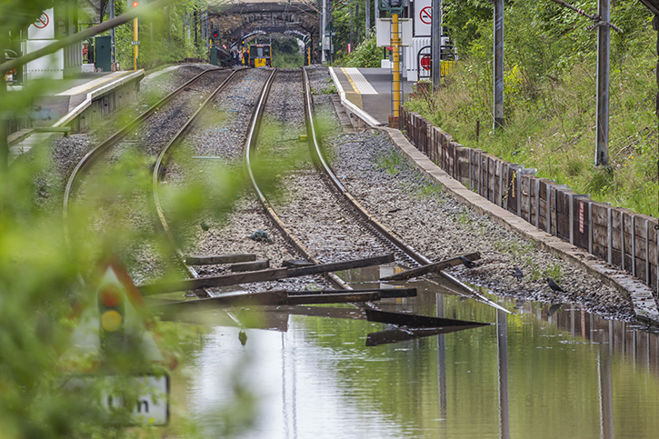 Flooded railways