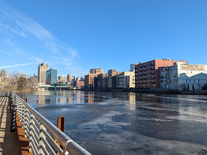 View of Milwaukee River in Downtown Milwaukee