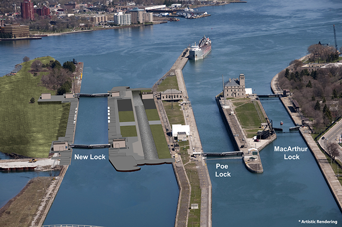 Aerial of new Soo Locks