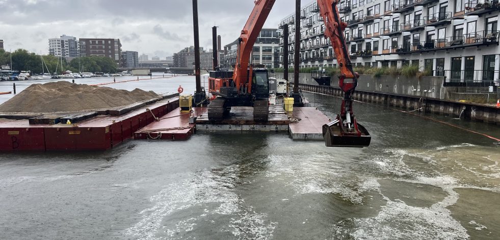 Barge Cleaning Up Sediment on the Milwaukee River