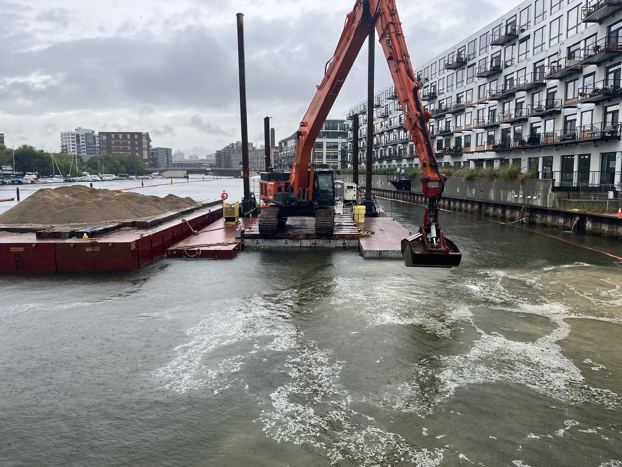 Barge Cleaning Up Sediment on the Milwaukee River