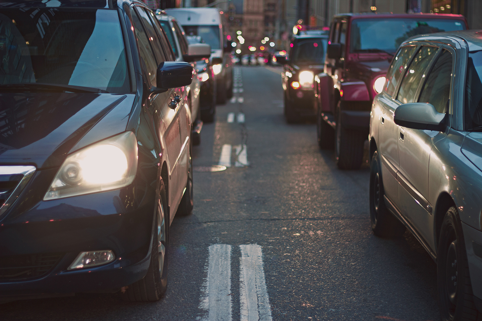 Car traffic on city streets