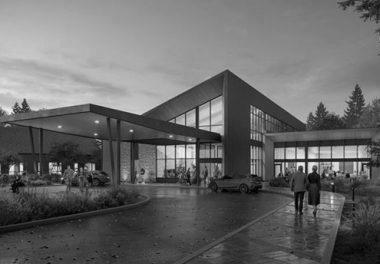 Rendering of new veterans' home main entrance