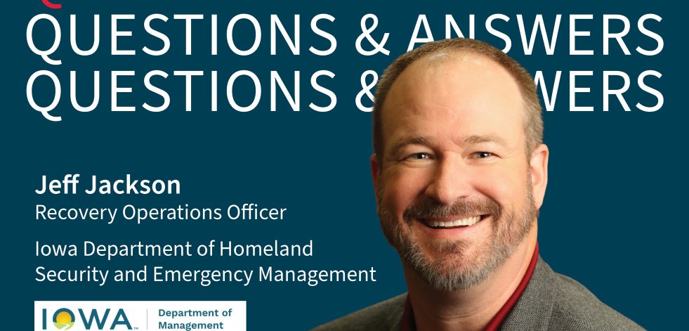 Repeated text of "questions and answers" with portrait of Jeff Jackson