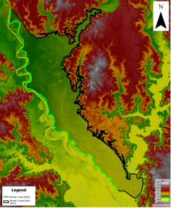 Image illustrating the Geometry of Levee Alignment and Leveed Area, in Bossier City, Louisiana